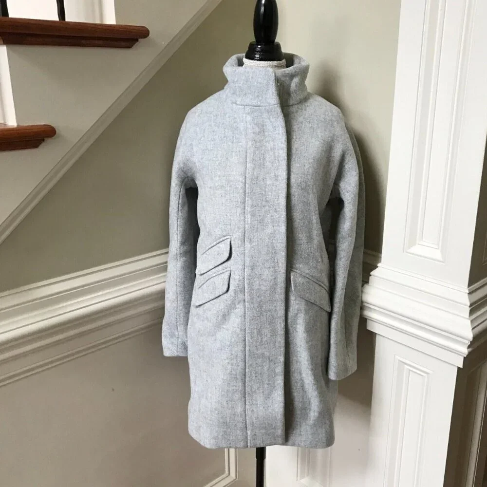 NWOT JCREW Cocoon Coat Jacket Womens 2 Gray Italian Stadium Cloth Wool J5536 NEW